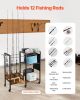 12 Pole Fishing Rod Holder Fishing Rack Cart Organizer with Wheels for Garage